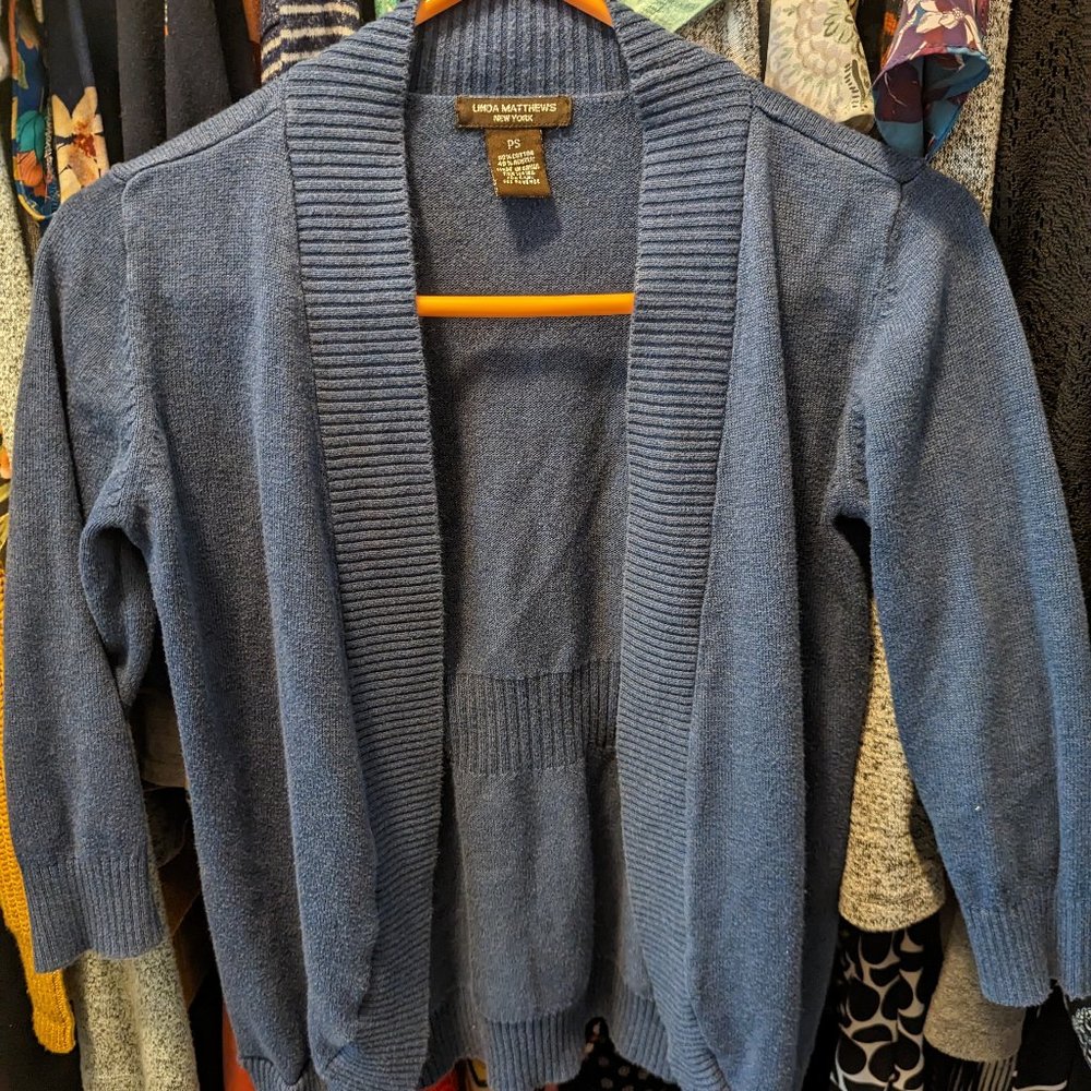 Linda Matthews Petite 3/4 Length Cardigan Small Women's Sweater